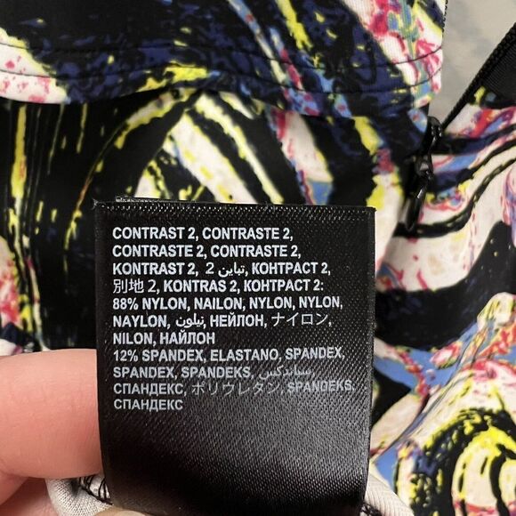 Bebe Bodycon Peplum Lace Neoprene Bright Colorful Midi Dress Sleeveless Black XS - Picture 15 of 16